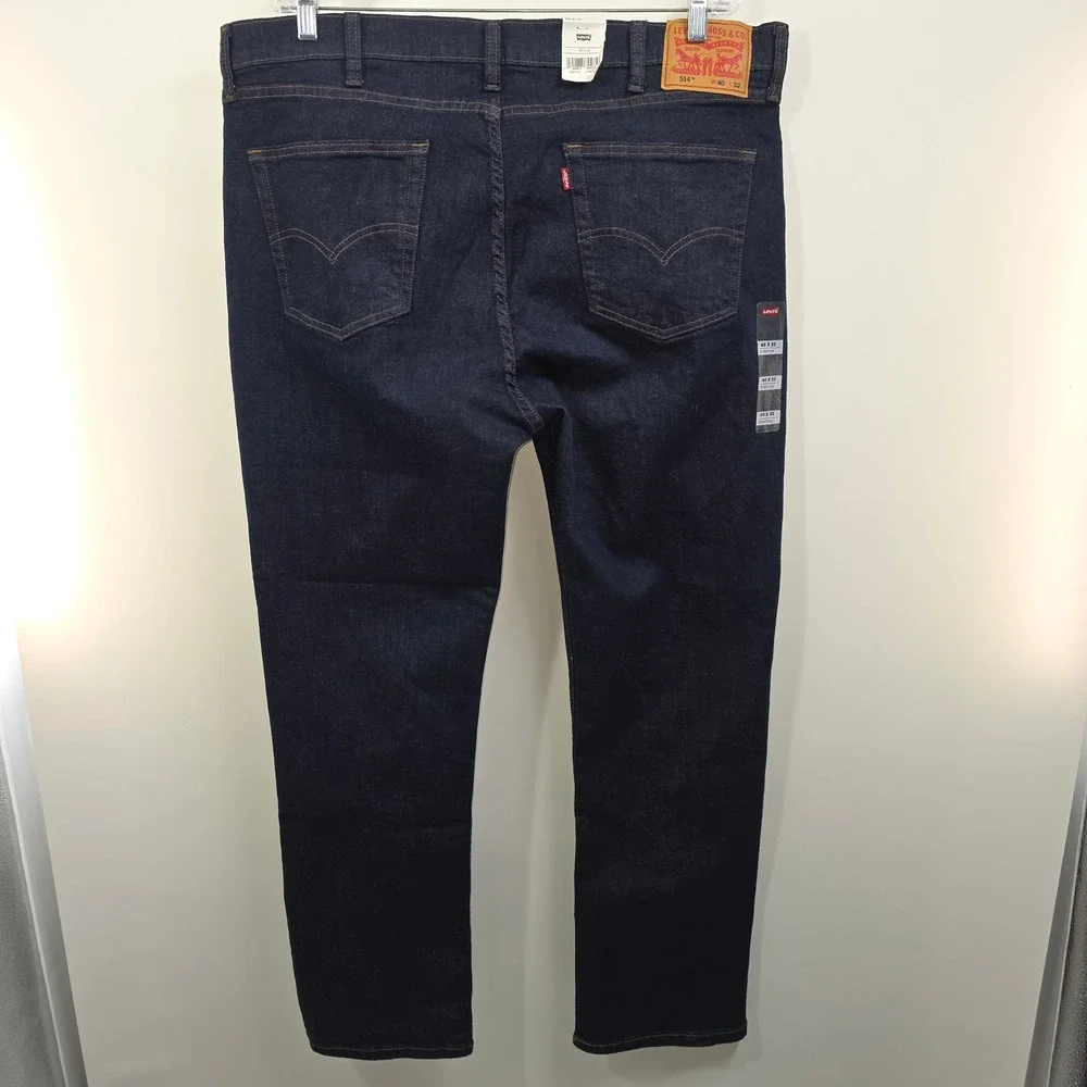Levi's 514 Men's Jeans 40x32 Straight Fit Dark Wash Stretch NWT NEW